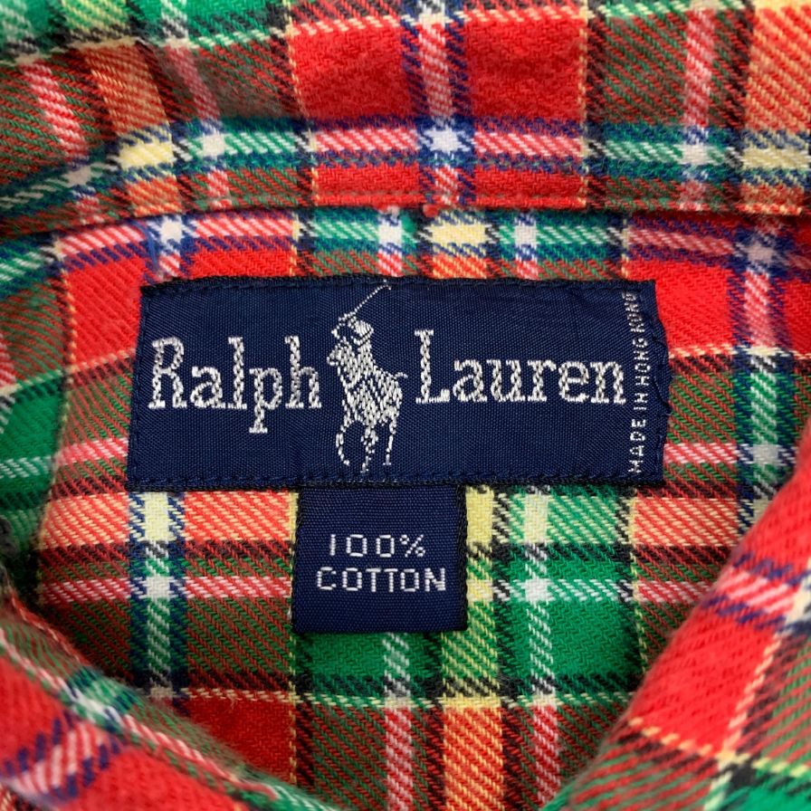 美品◆ポロ ラルフローレン ボタンダウンシャツ 90s チェック柄 メンズ サイズ表記なし Polo Ralph Lauren 【AFB9】
