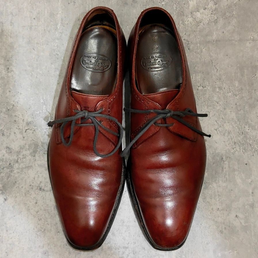 クロケット＆ジョーンズ シャドウェル プレーントゥ Ｖフロント バーガンディ サイズUK7.5D メンズ CROCKETT&JONES ビジネスシューズ 約26.0cm【LA】【中古】