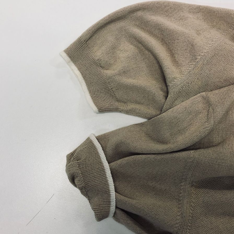 美品◆エルメネジルドゼニア ポロシャツ コットン サマーニット ベージュ系 サイズM メンズ Ermenegildo Zegna 【AFF19】