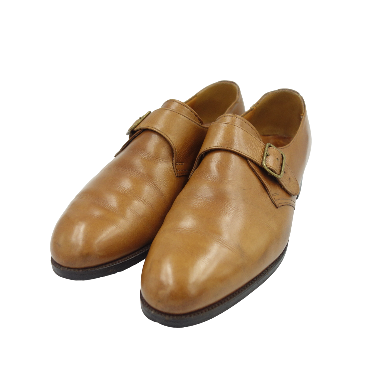 Used Edward Green Single Monk TROON Cursive Logo Old Factory Made Men's Brown UK7.5F 32 Last EDWARD GREEN [LA] 