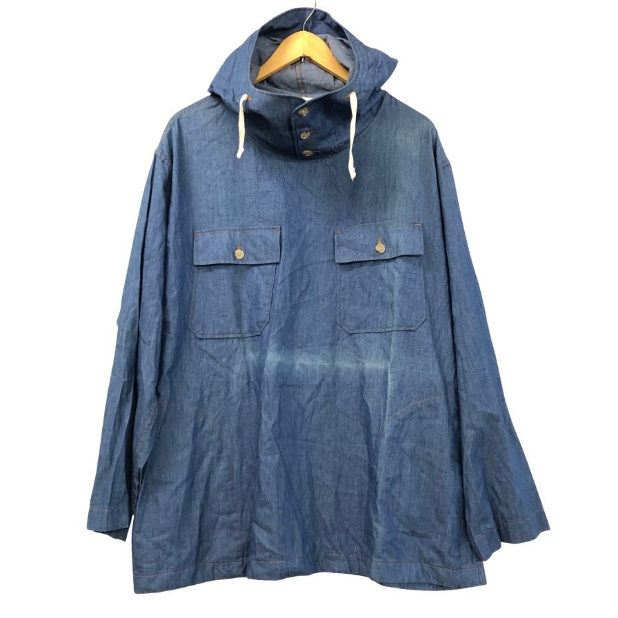 中古■エンジニアードガーメンツ フーディー プルオーバー 長袖シャツ USA製 メンズ サイズM ブルー  ENGINEERED GARMENTS 【AFB3】