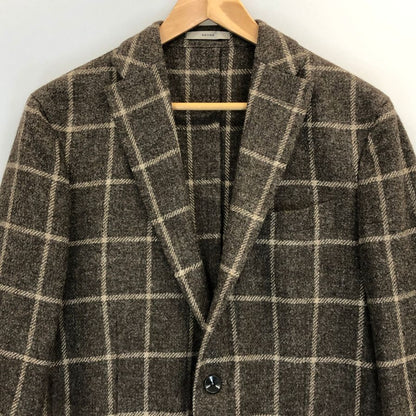 ボリオリ テーラードジャケット ドーバー チェック柄 ウール ブラウン系 メンズ サイズ48 BOGLIOLI【LA】