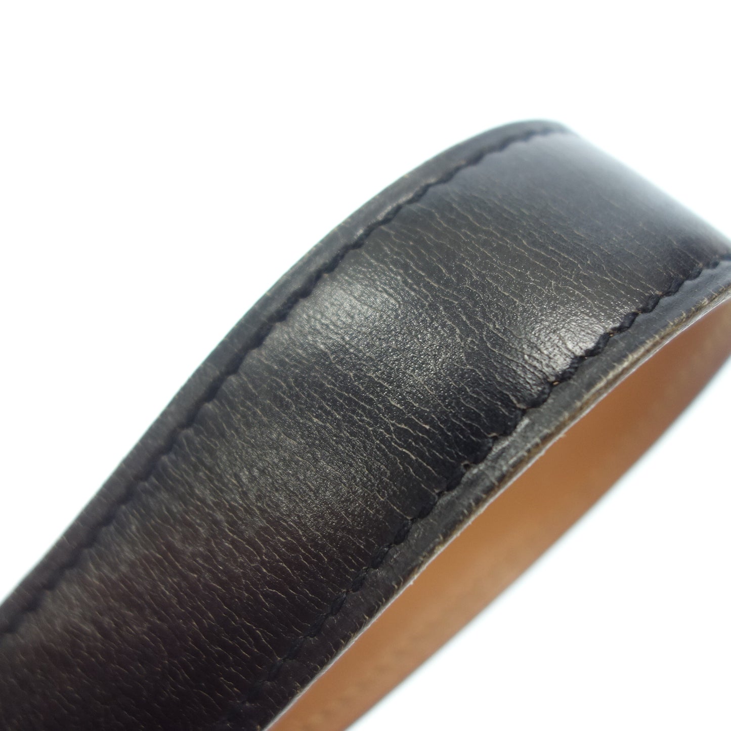 Hermes leather belt vintage gold hardware 〇I carved black HERMES [AFI18] [Used] 