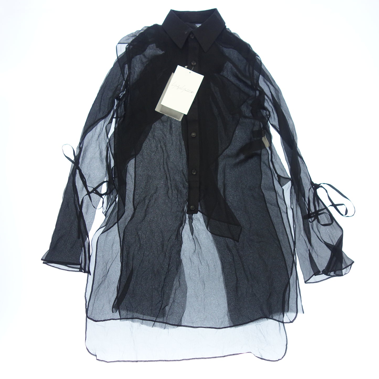 Good condition ◆ Yohji Yamamoto Sheer Shirt FE-B07-809-1 Silk Women's Black Size 1 Yohji Yamamoto [AFB34] 