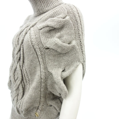 Gucci Cable Knit Poncho Alpaca Wool Women's Gray S GUCCI [AFB12] [Used] 