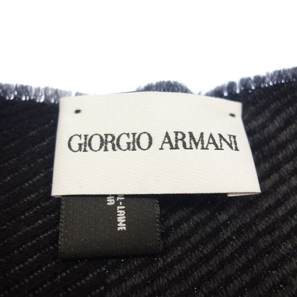 美品◆ジョルジオ アルマーニ マフラー ウール 100％ ブラック系 GIORGIO ARMANI【AFI20】