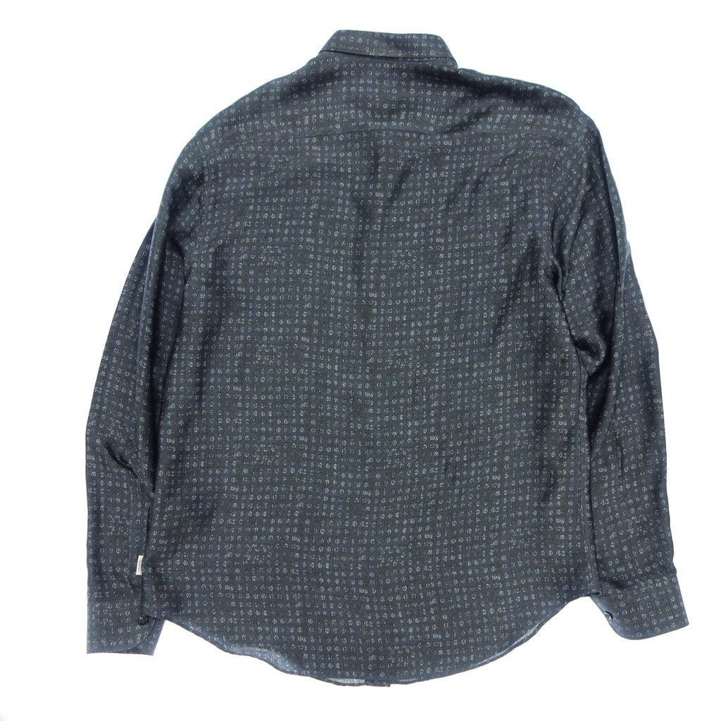 Good condition◆Armani Collezioni long sleeve shirt all over pattern men's size XL navy ARMANI COLLEZIONI [AFB23] 