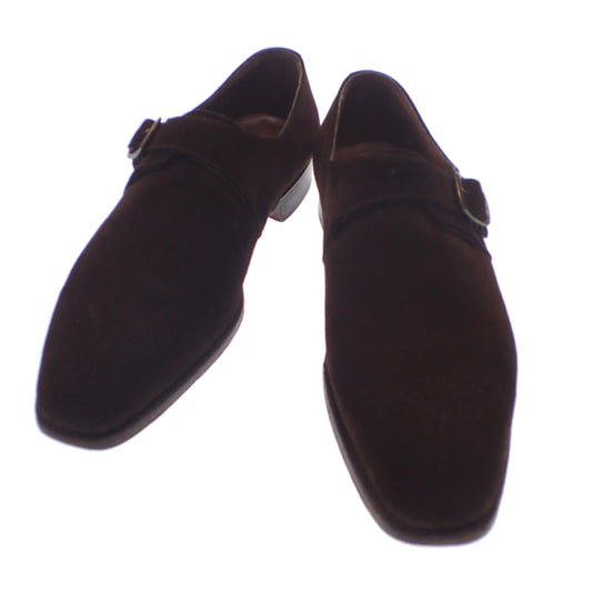 Very good condition ◆ Edward Green Single Monk Leather Shoes Size 6.5 WELLAND Suede EDWARD GREEN Men's 6.5 Brown Box Included [AFD4] 