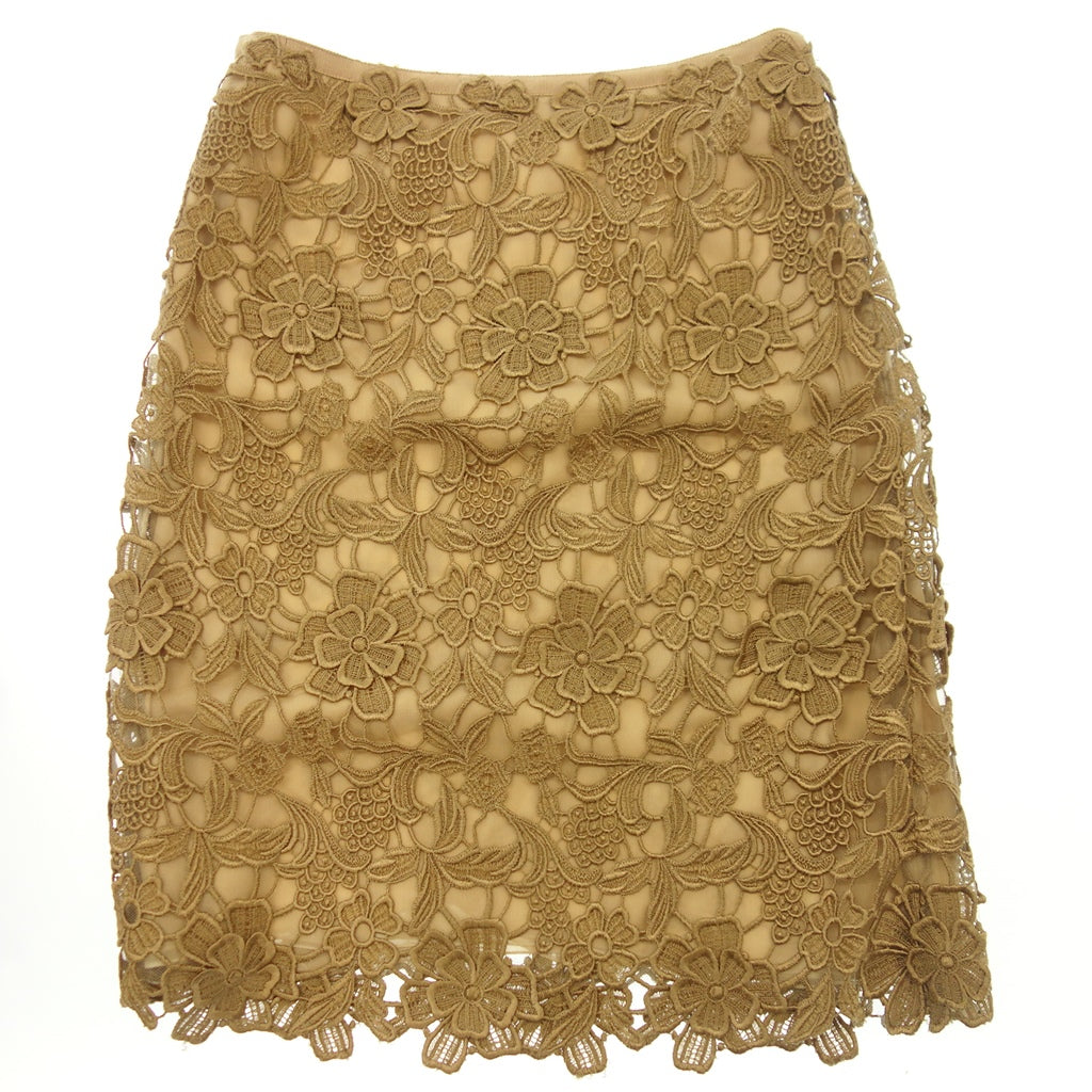 Good Condition◆Valentino Cotton Blend Rayon Floral Lace Tight Skirt Women's 4 Beige VALENTINO [AFB34] 