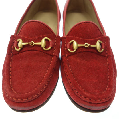 Good condition ◆ Gucci suede bit loafer slip-on with box ladies red size 35 GUCCI [AFD4] 