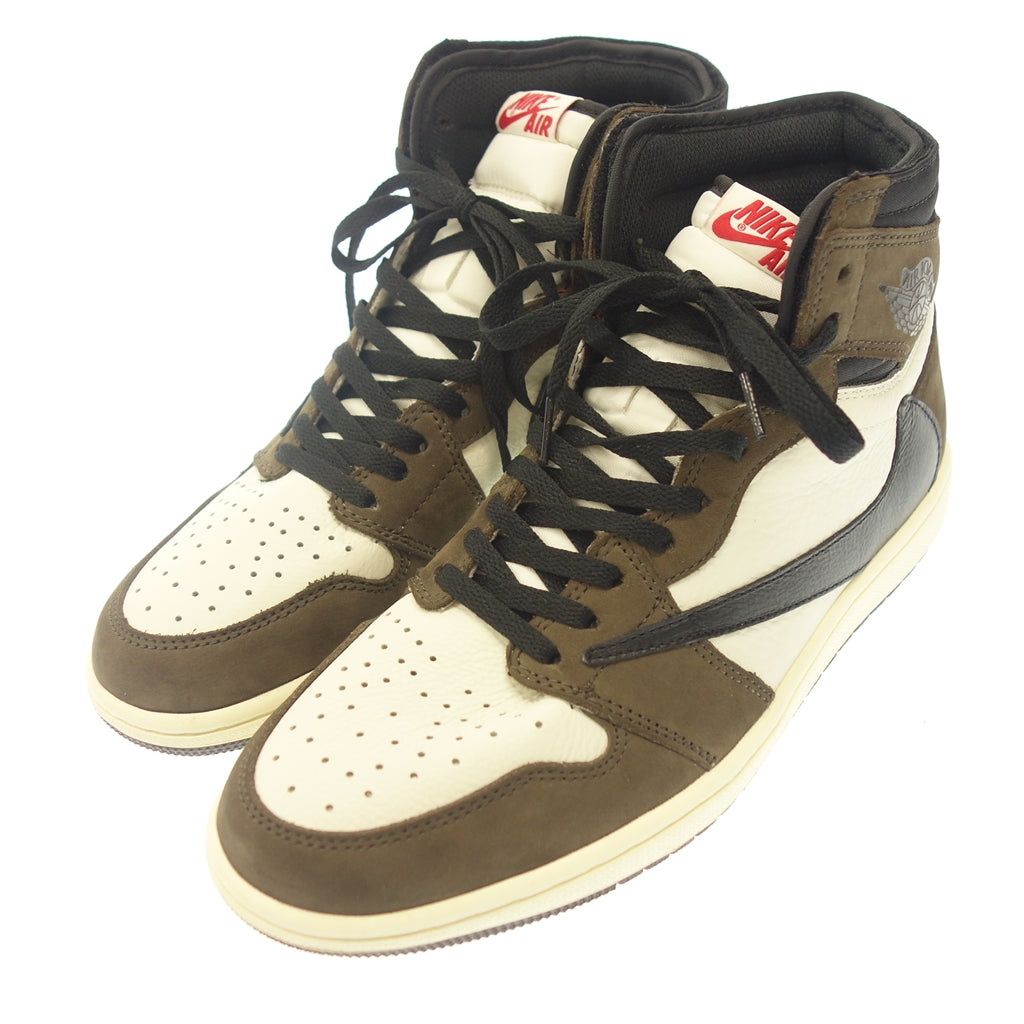 状况非常好◆ Nike x Travis Scott 运动鞋 Air Jordan 1 Retro High CD4487-100 Sail/Dark Mocha 男式 28 码 NIKE Travis Scott [AFD8] 