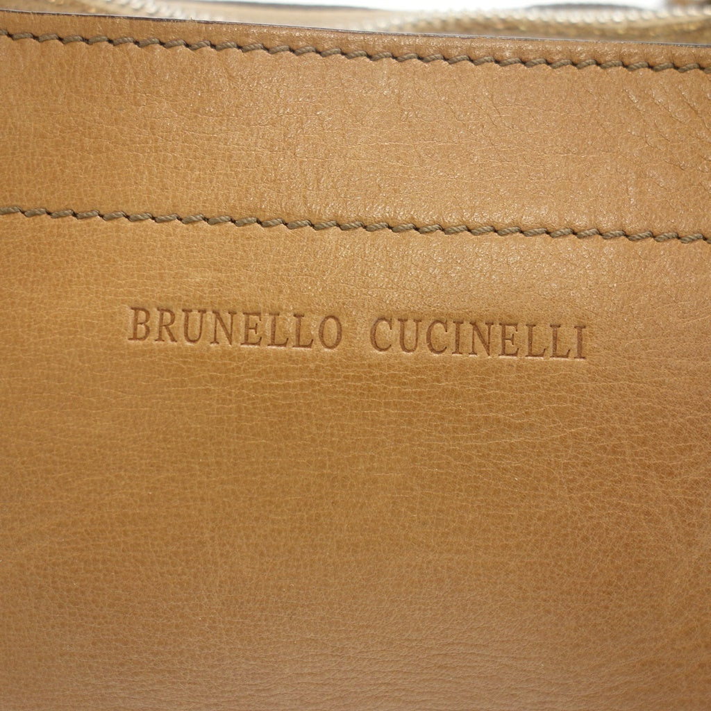 二手 ◆Brunello Cucinelli 2Way 皮革单肩包 棕色 BRUNELLO CUCINELLI [AFE6] 
