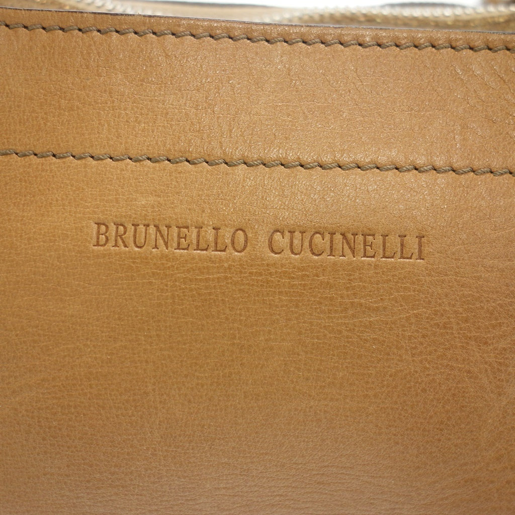 中古◆ブルネロクチネリ 2Way レザーバッグ ショルダー ブラウン BRUNELLO CUCINELLI【AFE6】