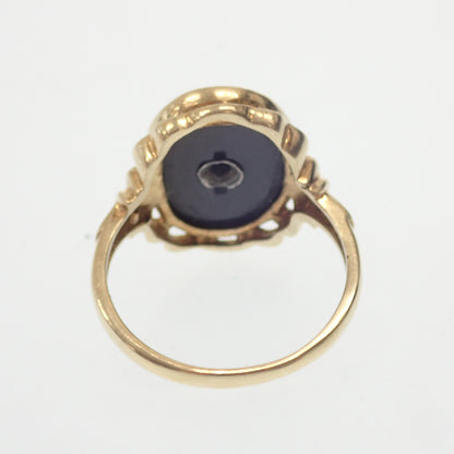 Good condition ◆ No-brand college ring 10K onyx 3.26g No. 9 [AFI9] 