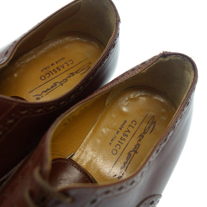 状况良好◆Santoni 皮鞋 Classico Quarter Brogue 男式 7.5 黑色 Santoni [AFC2] 