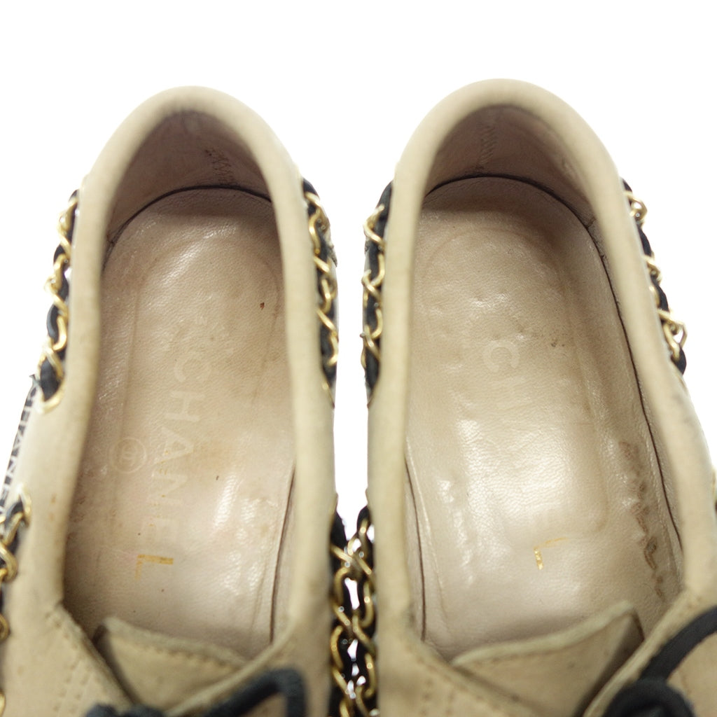 Used ◆CHANEL deck shoes ladies suede ladies beige CHANEL [AFC4] 