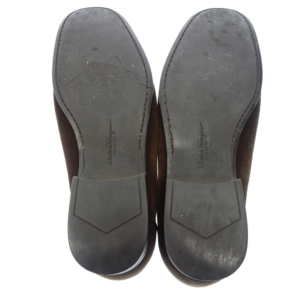Used ◆Salvatore Ferragamo Strap Loafer Suede Leather Men's Brown Size 8.5 Salvatore Ferragamo [AFC11] 