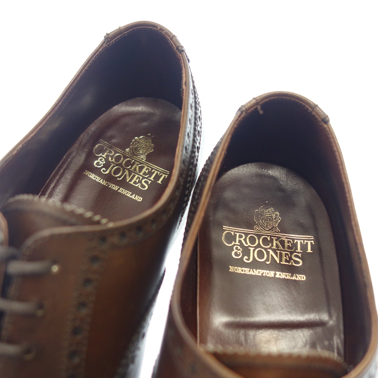 二手 ◆Crockett &amp; Jones 半布洛克鞋考文垂皮革男式棕色尺寸 UK8E CROCKETT&amp;JONES COVENTRY 