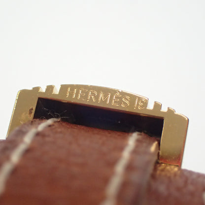 美品◆エルメス ブレスレット アルテミス レザー ゴールド金具 □E刻 Mサイズ 茶 HERMES【AFI12】