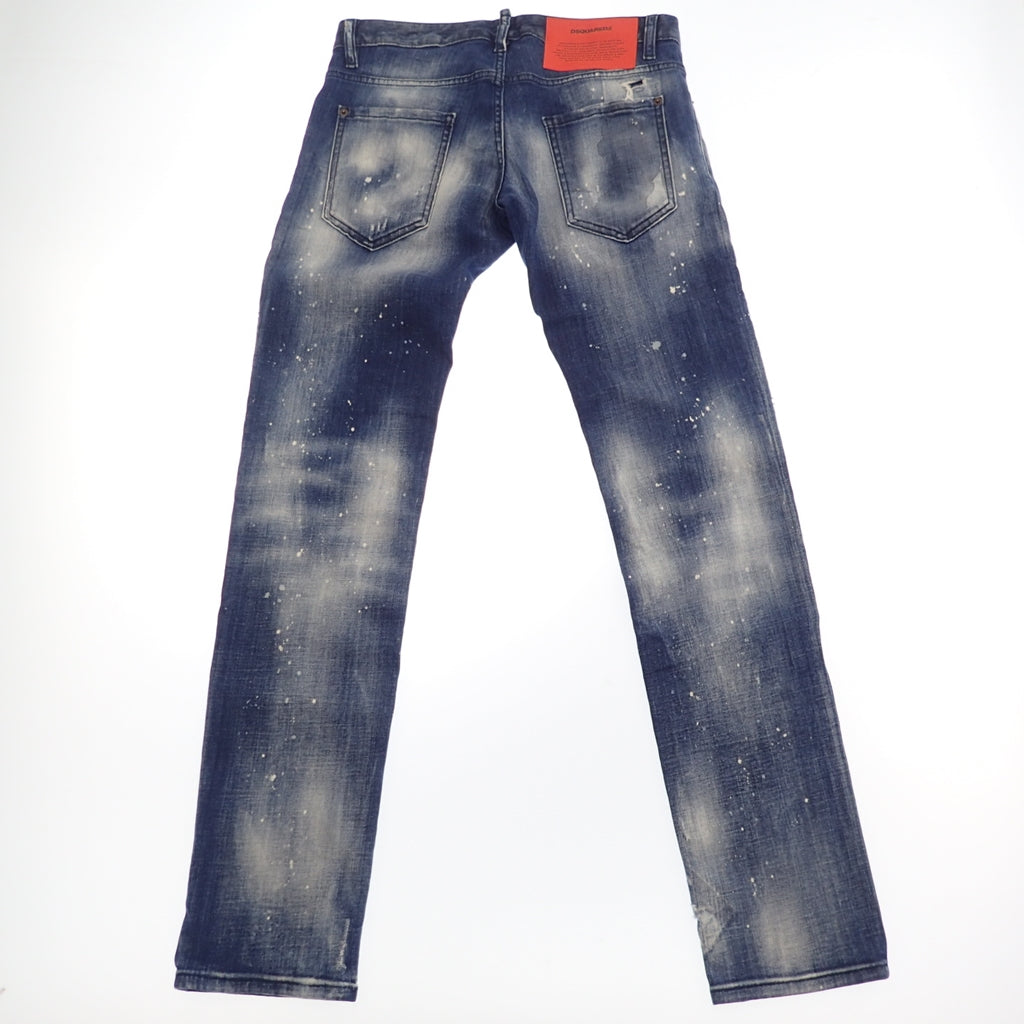 美品◆ディースクエアード デニムパンツ クラッシュ加工 メンズ 青 46 Anniversary Super Low Jean Dsquared2【AFB22】