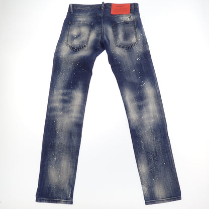 美品◆ディースクエアード デニムパンツ クラッシュ加工 メンズ 青 46 Anniversary Super Low Jean Dsquared2【AFB22】