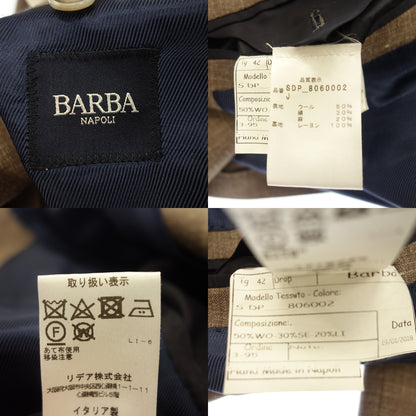 Very good condition◆Barba suit setup double wool x silk x linen men's brown size 42 BARBA [AFB6] 