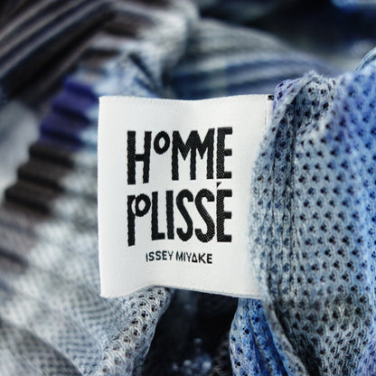ISSEY MIYAKE HOMME PLISSE T-shirt short sleeve print HP61JK153 Men's Blue 3 ISSEY MIYAKE HOMME PLISSE [AFB6] [Used] 