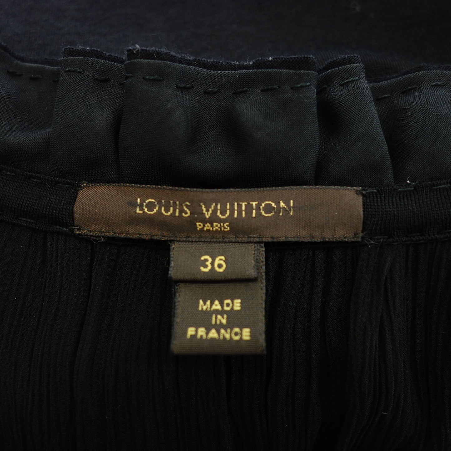 Good condition ◆Louis Vuitton Long Dress Wool x Silk RW072A Women's Black Size 36 LOUIS VUITTON [AFB23] 