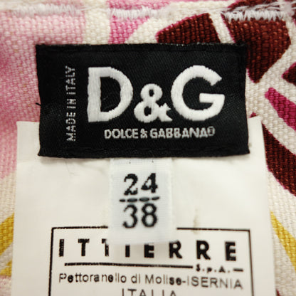 極美品◆ドルチェ＆ガッバーナ フレアパンツ レディース ピンク サイズ38 花柄 DOLCE&GABBANA【AFB41】