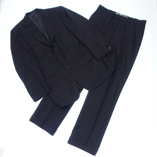 美品◆エルメネジルド ゼニア スーツセット TROFEO ウール ストライプ メンズ ブルー系 サイズ44 Ermenegildo Zegna【AFB43】