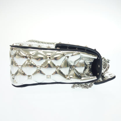 Good condition◆Valentino Rockstud Spike Shoulder Bag Silver VALENTINO [AFE11] 