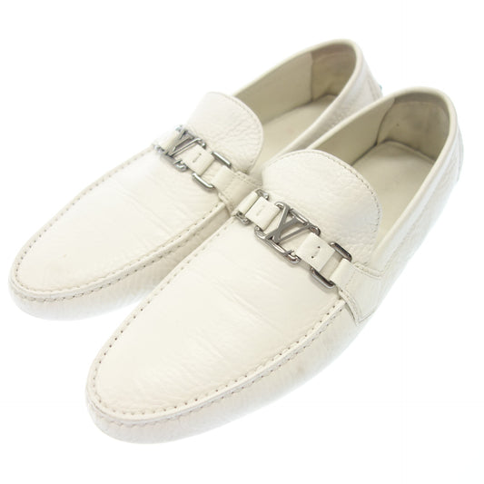 Good condition ◆ Louis Vuitton Leather loafers LV metal fittings Silver metal fittings FA0079 Men's 10 White LOUIS VUITTON [AFC11] 
