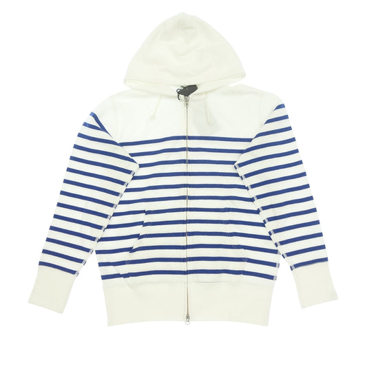 Like new◆LOOPWHEELER LOWERCASE collaboration ship-up parka border cotton men's size M white blue LOOPWHEELER [AFB4] 