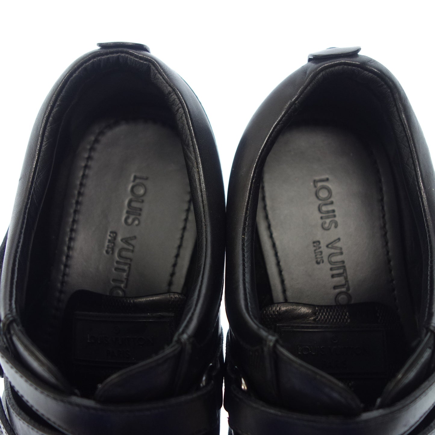Good condition ◆ Louis Vuitton leather shoes belt design Damier Infini men's black size 7.5 LOUIS VUITTON [AFC16] 