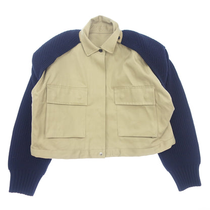 Good Condition◆Sacai Cotton Chino Sleeve Knit Switching Blouson 23AW Women's Beige x Navy Size 3 23-06454 sacai [AFA2] 