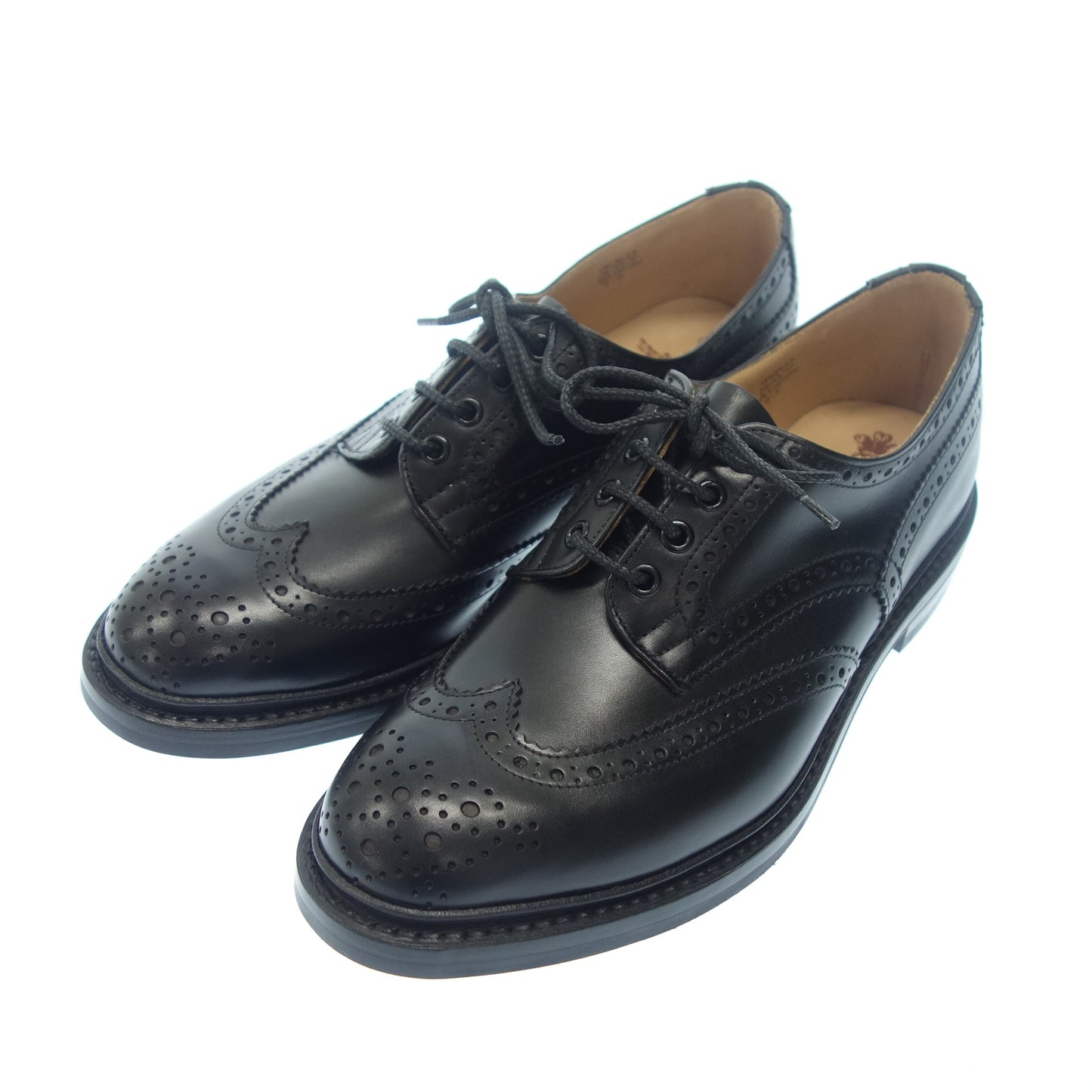 Like new ◆ Tricker's Burton Brogue Shoes 5633/10 UK9 Men's Black Wing Tip BOURTON Tricker's [AFD7] 