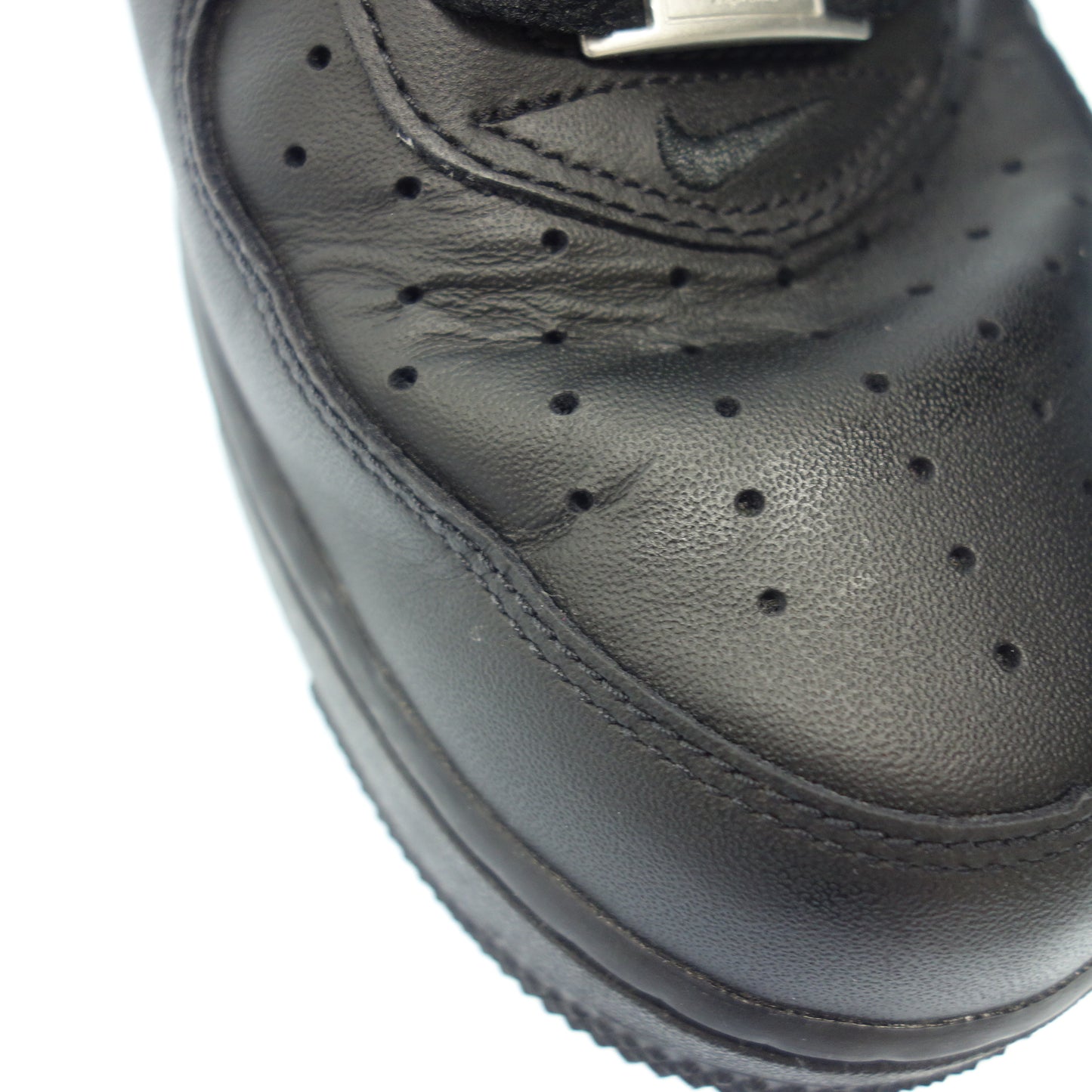 Used ◆ Nike Supreme Leather Sneakers AIR FORCE 1 LOW SP CU9225-001 Men's Black Size 27.5 NIKE×SUPREME [AFD8] 