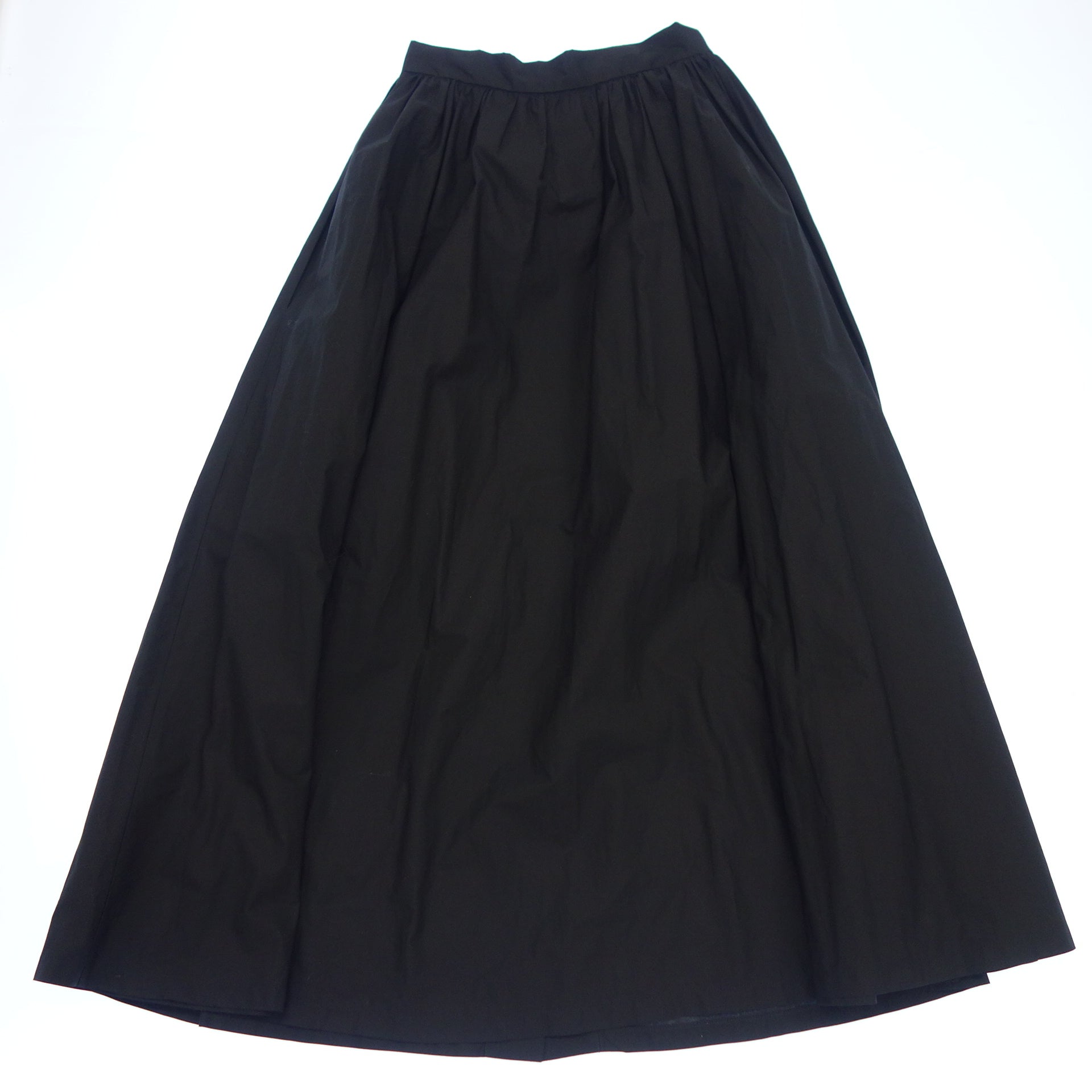 PATOU ブラック ロングスカート 38 美品◇パトゥ ロングスカート タック 22SA2-SK027-17 ブラック サイズ