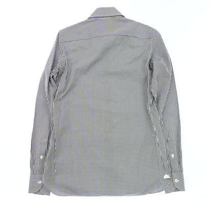 Good Condition◆Luigi Borelli Long Sleeve Shirt Gingham Check Men's 37 White x Black LUIGI BORRELLI [AFB30] 