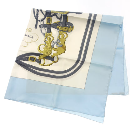 Good Condition◆Hermes Carre 90 Scarf Silk BRIDES de GALA Ceremony Bridle Light Blue Box Included HERMES [AFI23] 