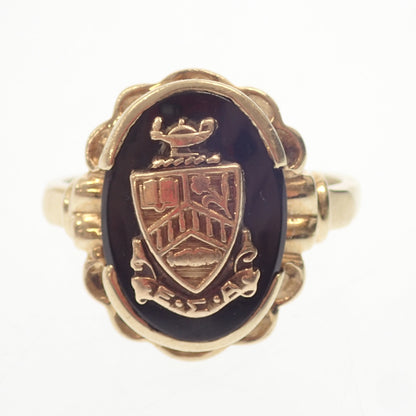 Good condition ◆ No-brand college ring 10K onyx 3.26g No. 9 [AFI9] 