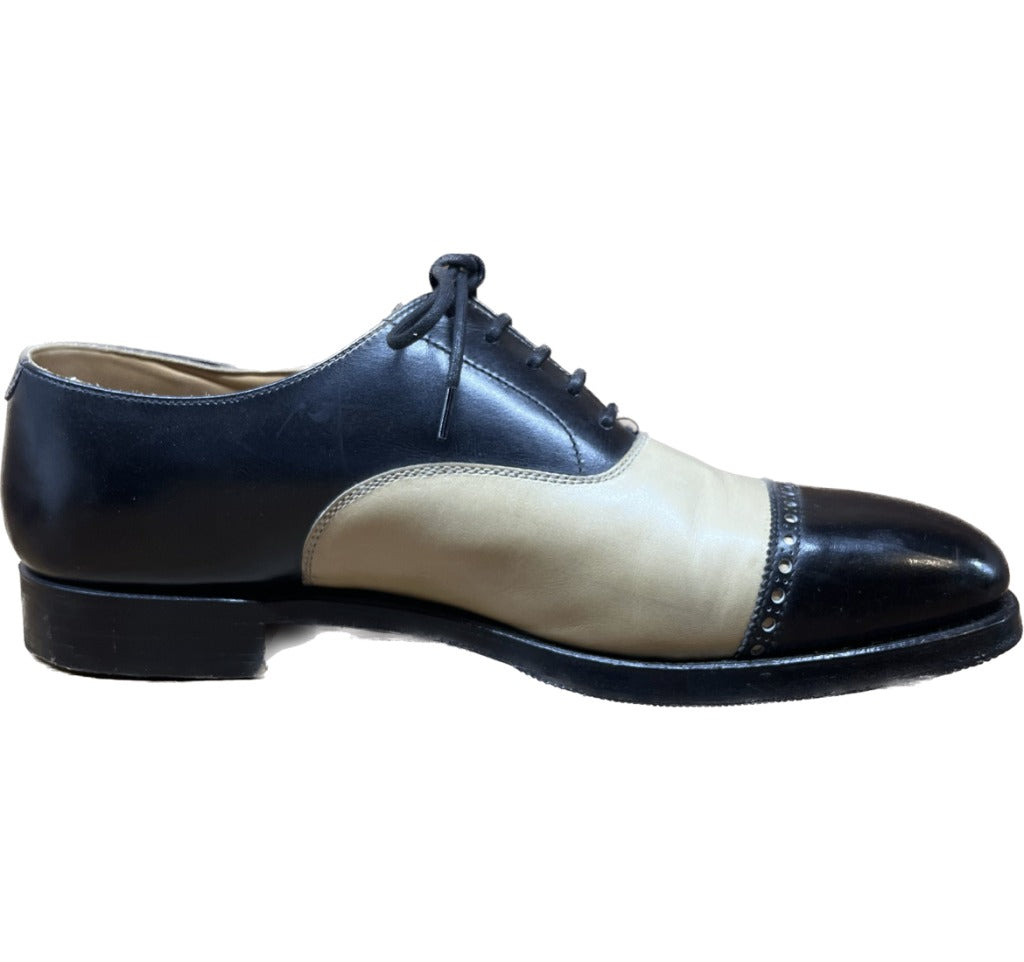 美品◆クロケット＆ジョーンズ レザーシューズ クォーターブローグ ARDEN 黒×白 UK5.5E CROCKETT&JONES