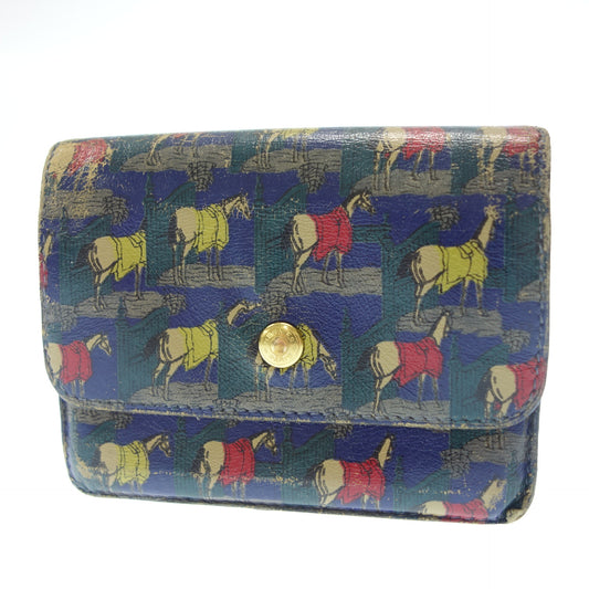 Hermes Coin Case Horse Pattern Serie 〇W Engraved Navy HERMES [AFI6] [Used] 