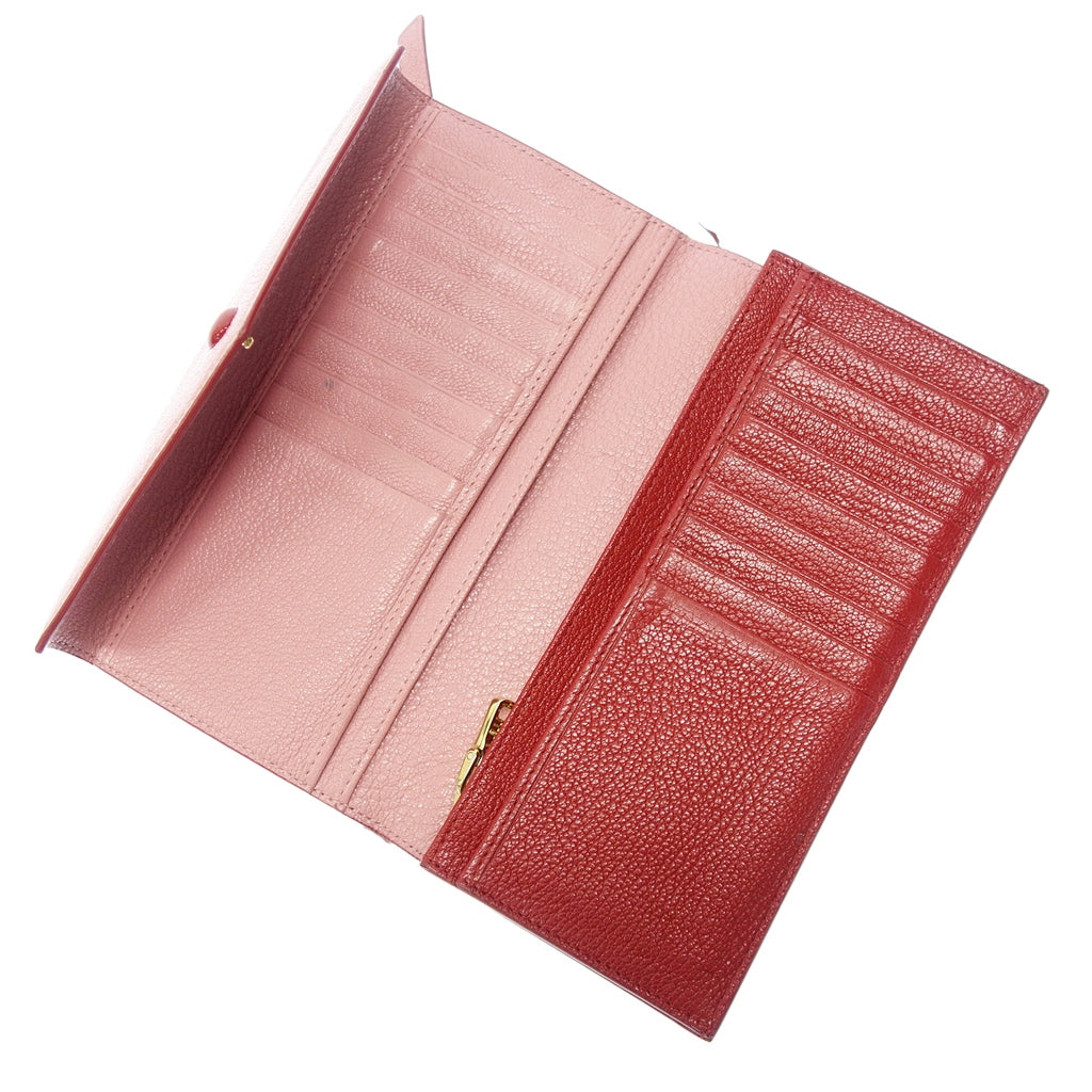 Used ◆ Miu Miu long wallet Madras love letter pink gold hardware miumiu [AFI20] 