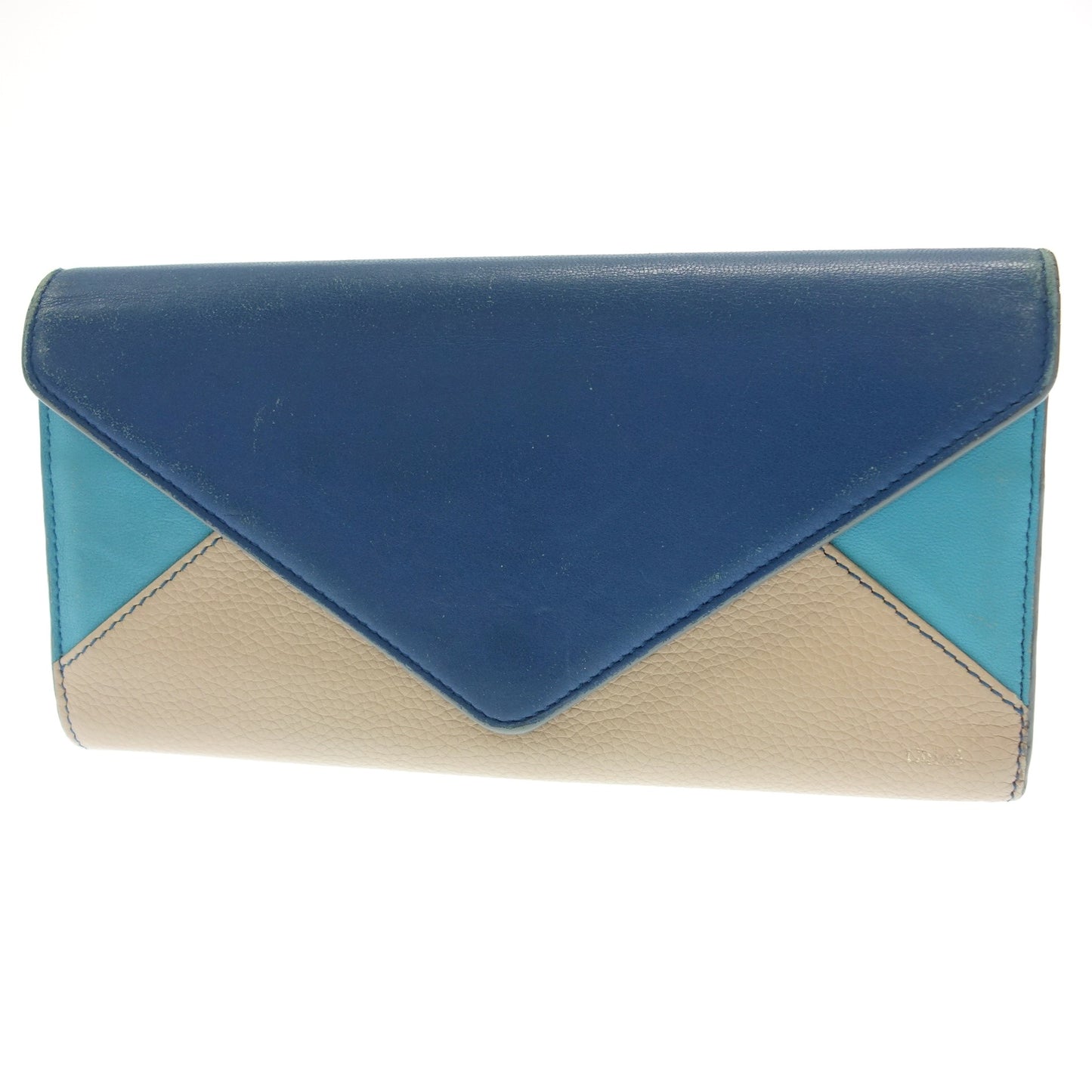 Chloe long wallet leather blue x beige box Chloe [AFI23] [Used] 