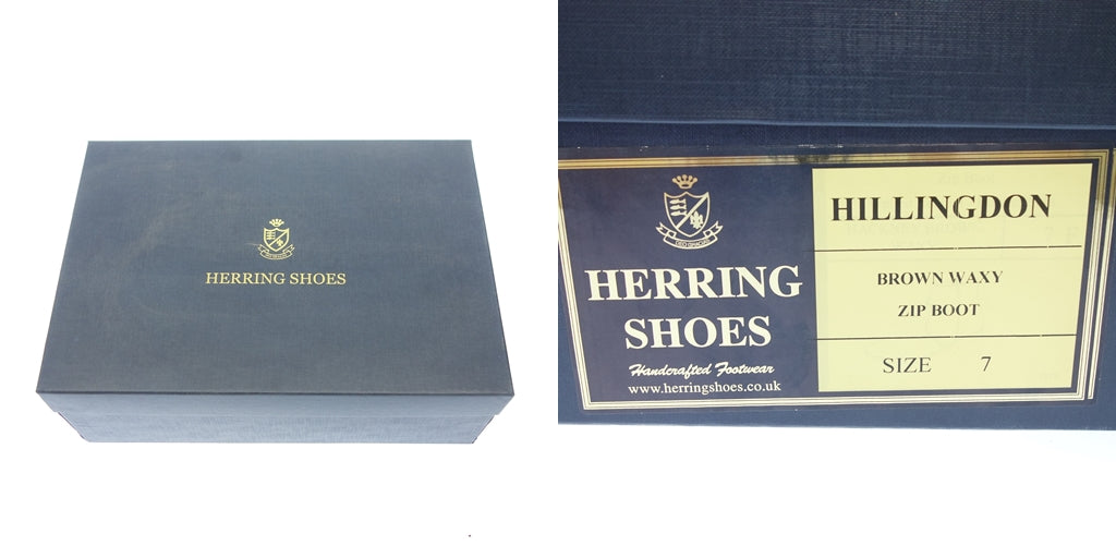 美品◆へリングシューズ レザーシューズ サイドジップブーツ HACKNEY メンズ 茶系 サイズ7 HERRING SHOES【AFD5】