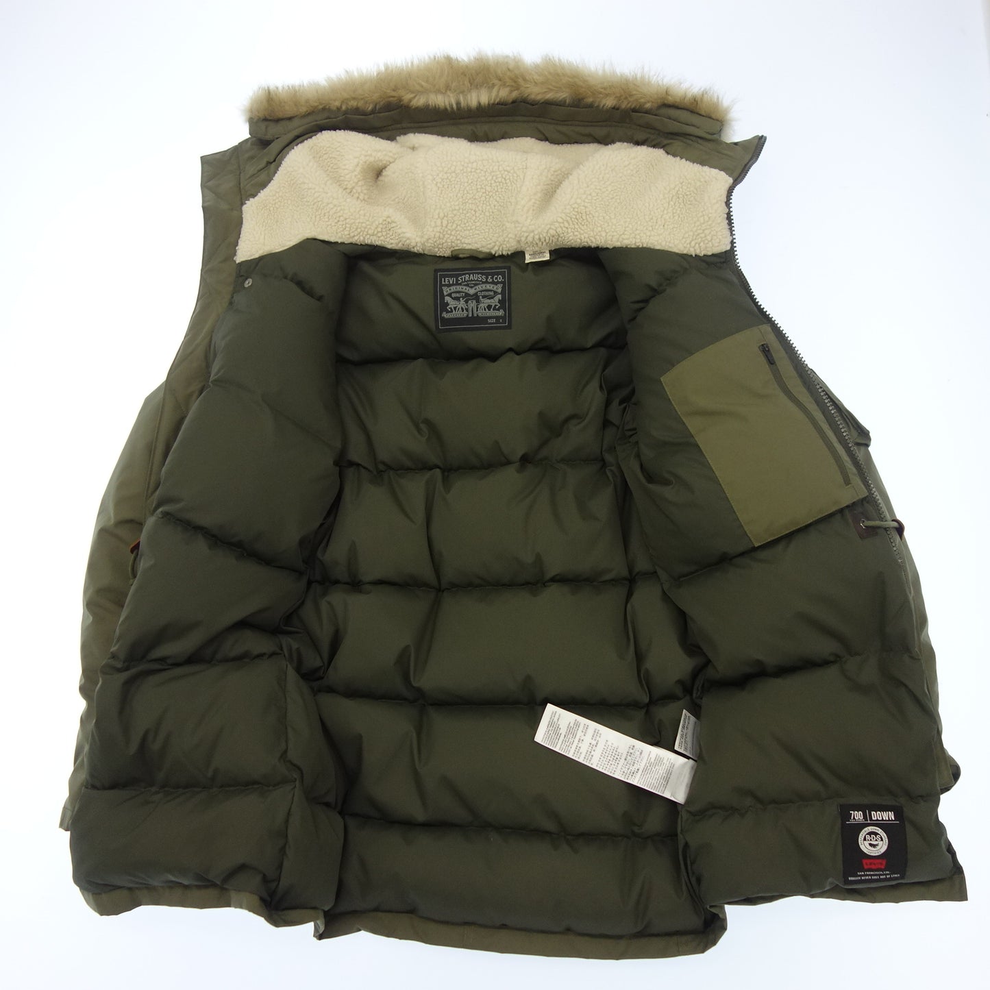 Used ◆Levi's Down Jacket 700FP Men's Size S Khaki 27673-0003 Levi's [AFB48] 