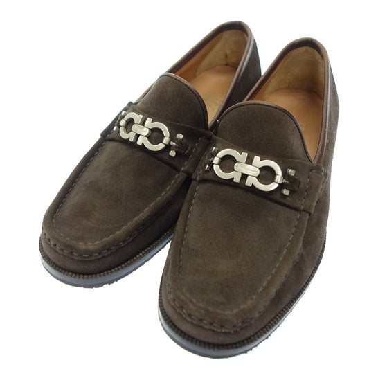 Good Condition◆Salvatore Ferragamo Leather Shoes Loafers 43962 Gancini Suede Men's Brown Size 7.5 Salvatore Ferragamo [AFC28] 