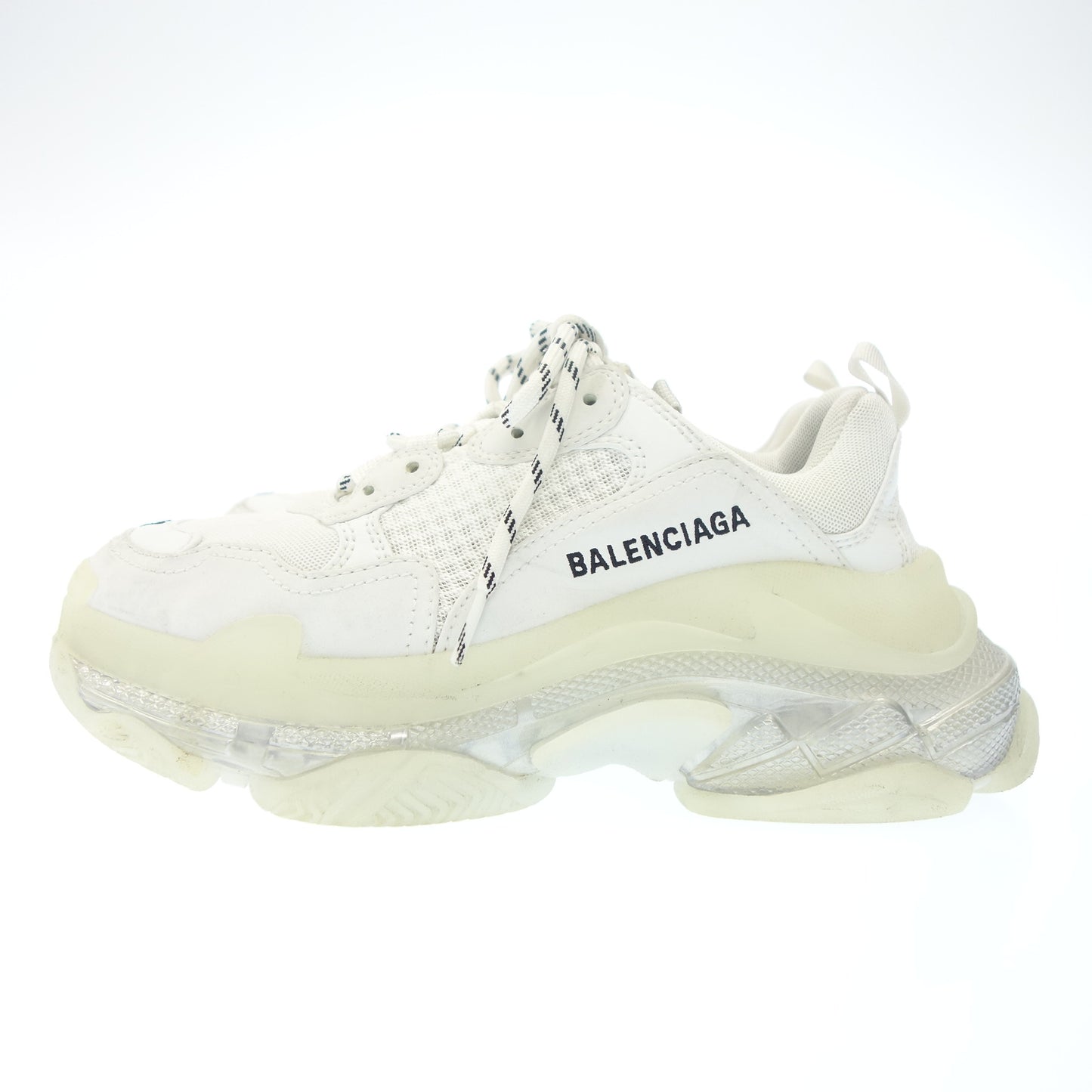 状况良好 ◆ Balenciaga 系带运动鞋网眼 Triple S 男士白色尺寸 24.5 厘米 BALENCIAGA [AFC27] 