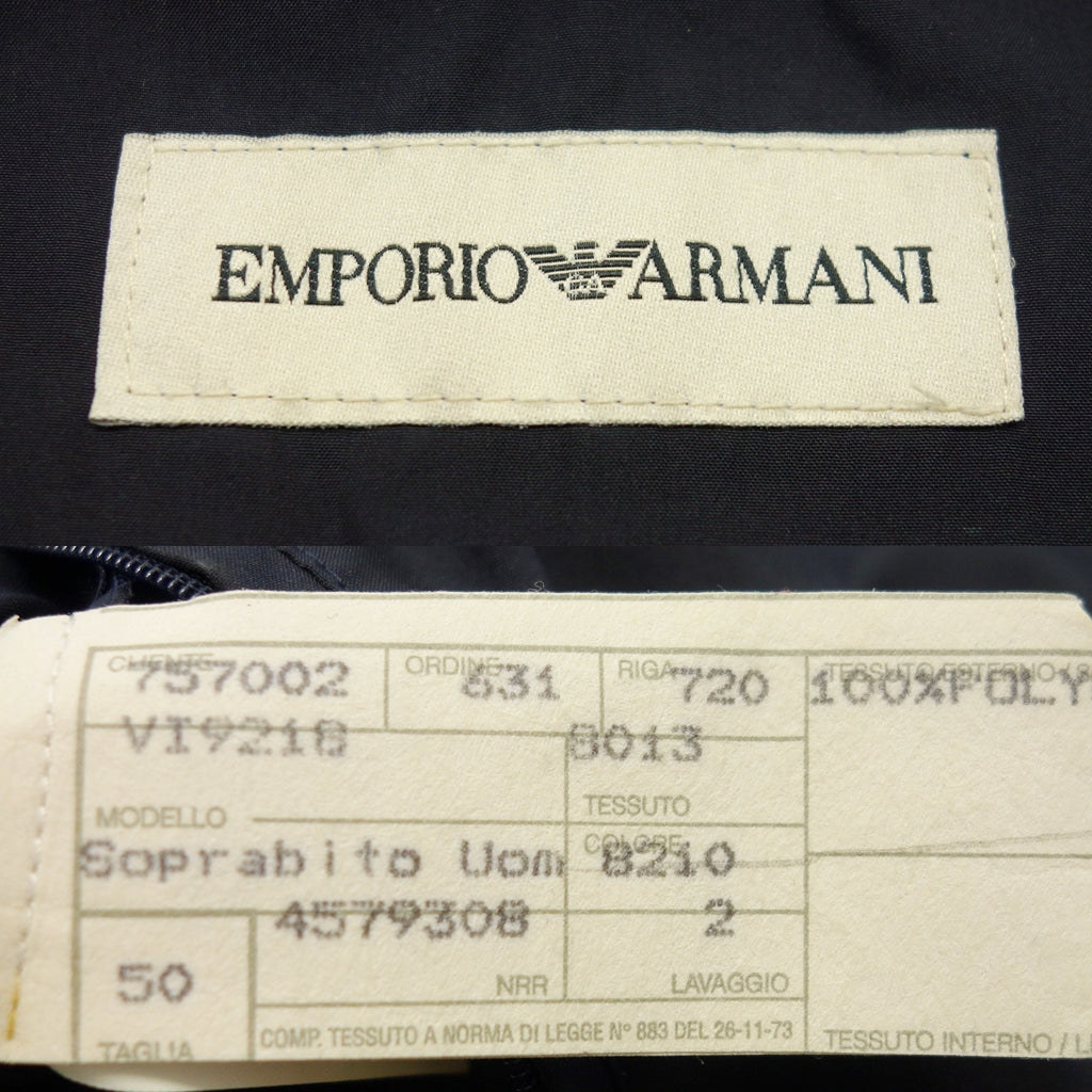 二手 ◆ Emporio Armani 连帽不锈钢领大衣 男士 50 海军蓝 EMPORIO ARMANI [AFB22] 